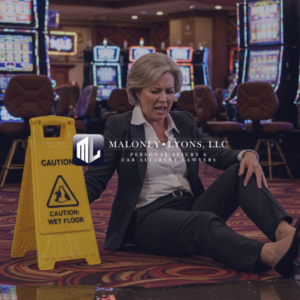 Injured individual consulting with Biloxi Slip and Fall Lawyer regarding a casino slip incident.