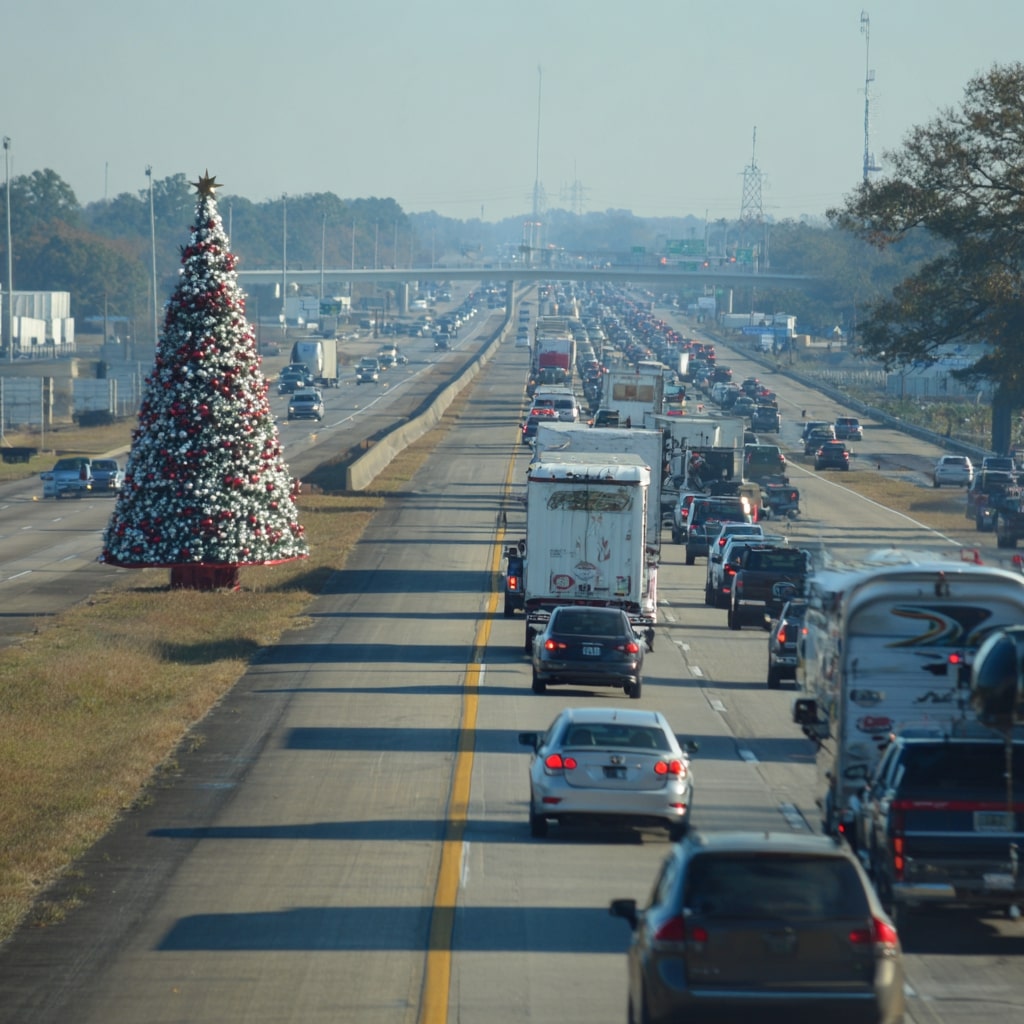 holiday traffic on I-10 mississippi