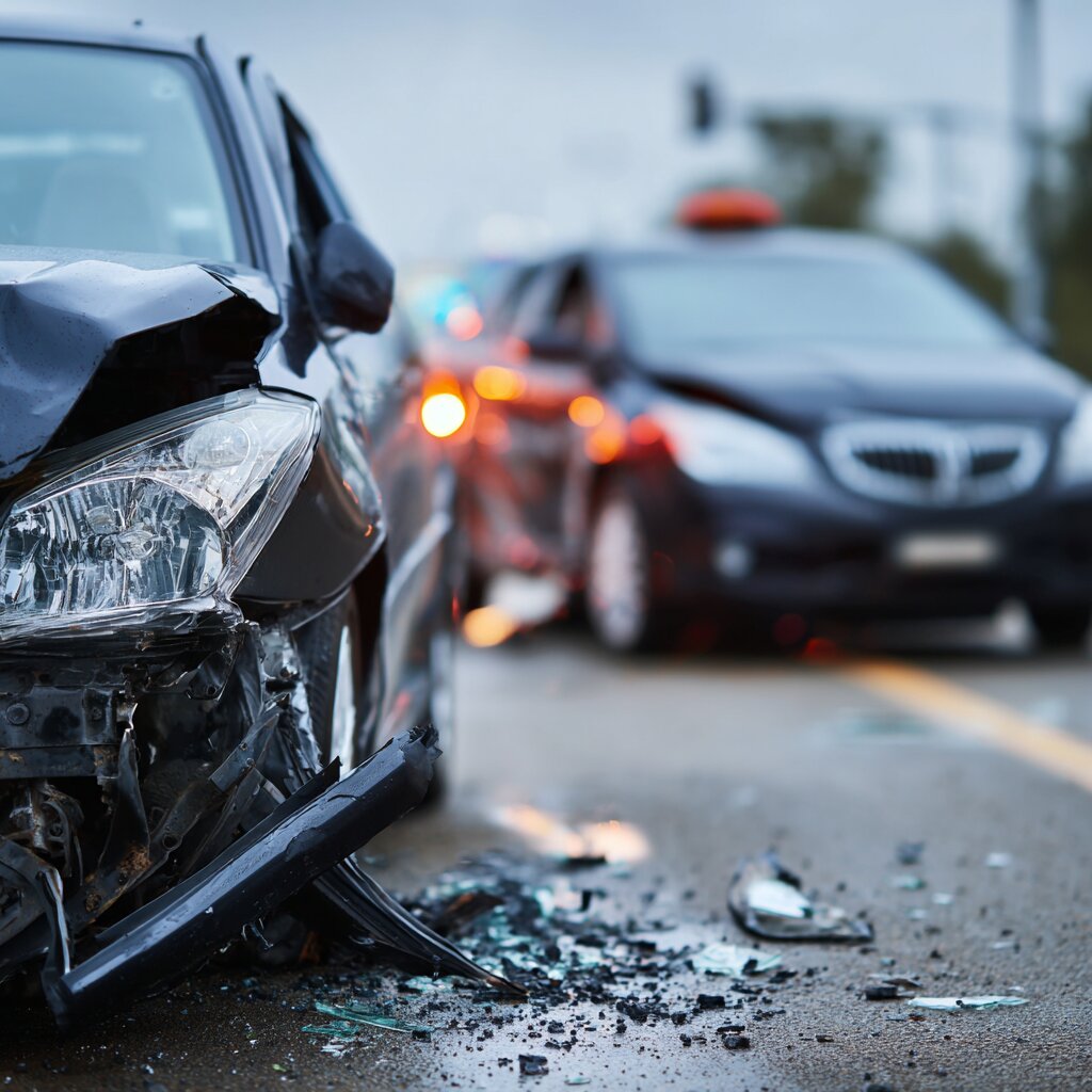 Two crashed cars after an accident in Mississippi illustrating a case handled by Maloney-Lyons Personal Injury & Car Accident Lawyers