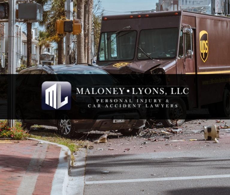 UPS delivery truck crashed into another car in Biloxi, Mississippi related to a case handled by Maloney-Lyons Personal Injury & Car Accident Lawyers