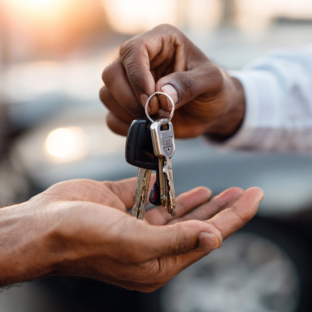 Hands giving car keys to another person illustrating borrowed car accident liability in Mississippi