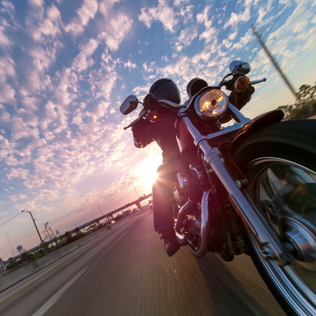Motorcycle rider on the freeway in Biloxi illustrating Mississippi motorcycle laws