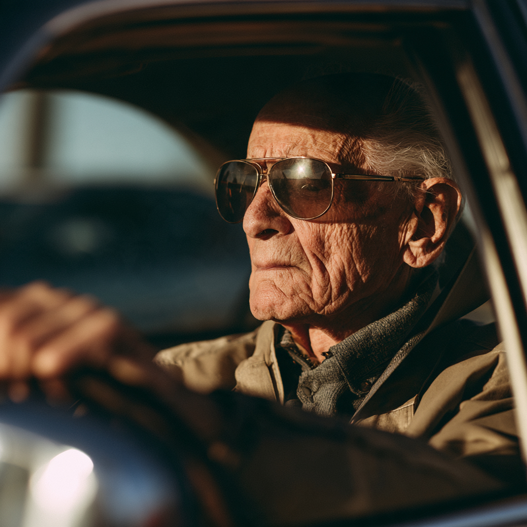 Elderly driver in traffic in Biloxi, Mississippi